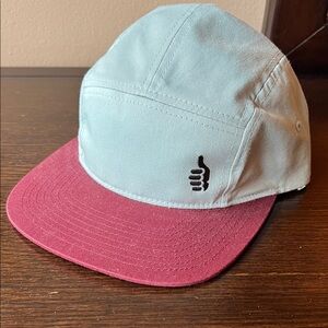 TREW Thumbs Up Cap in Light Blue and Maroon - 5 panel hat